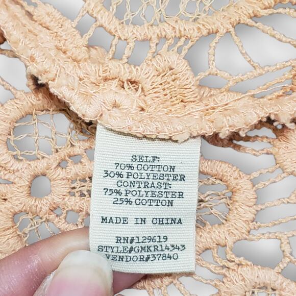 BKE Buckle Floral Crochet Lace Frill Cardigan Top Orange Sz Small Boho Western - Picture 9 of 14